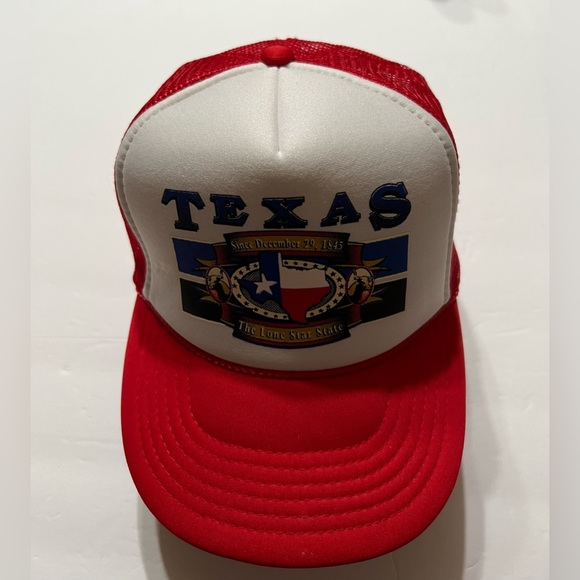 MESH US TEXAS STATE THE LONE STAR STATE BALL CAP HAT RED - Picture 1 of 5